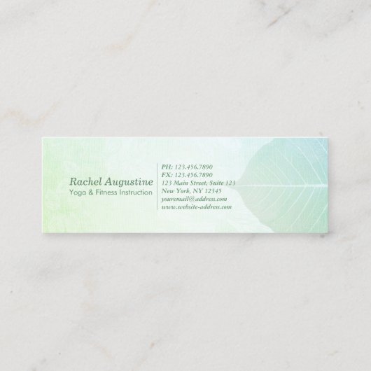 Yoga Instructor Studio Meditation Pose Bodhi Leaf Mini Visitekaartje (Achterkant)