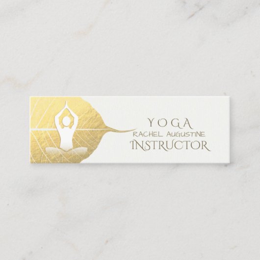 Yoga Instructor Studio Meditation Pose Bodhi Leaf Mini Visitekaartje (Voorkant)