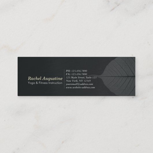 Yoga Instructor Studio Meditation Pose Bodhi Leaf Mini Visitekaartje (Achterkant)