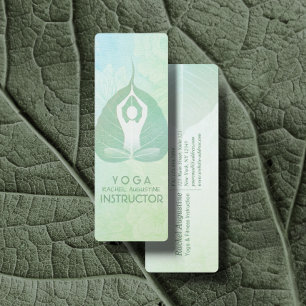 Yoga Instructor Studio Meditation Pose Bodhi Leaf Mini Visitekaartje