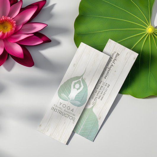 Yoga Instructor Studio Meditation Pose Bodhi Leaf Mini Visitekaartje