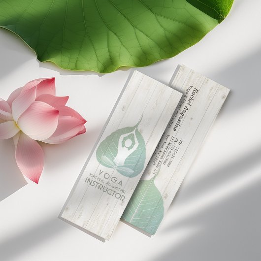 Yoga Instructor Studio Meditation Pose Bodhi Leaf Mini Visitekaartje