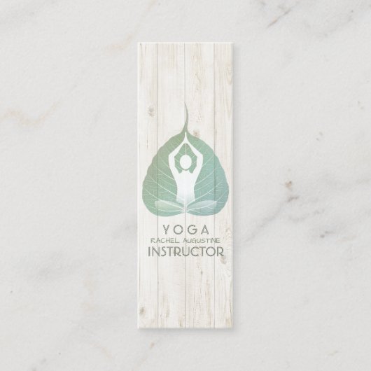 Yoga Instructor Studio Meditation Pose Bodhi Leaf Mini Visitekaartje (Voorkant)