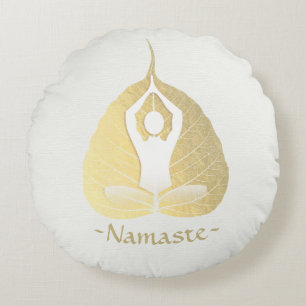 Yoga Instructor Studio Meditation Pose Bodhi Leaf Rond Kussen