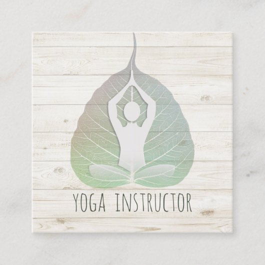 Yoga Instructor Studio Meditation Pose Bodhi Leaf Vierkante Visitekaartje (Voorkant)