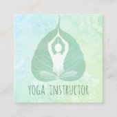 Yoga Instructor Studio Meditation Pose Bodhi Leaf Vierkante Visitekaartje (Voorkant)