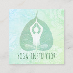Yoga Instructor Studio Meditation Pose Bodhi Leaf Vierkante Visitekaartje