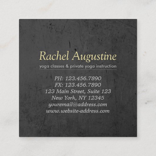 Yoga Instructor Studio Meditation Pose Bodhi Leaf Vierkante Visitekaartje (Achterkant)