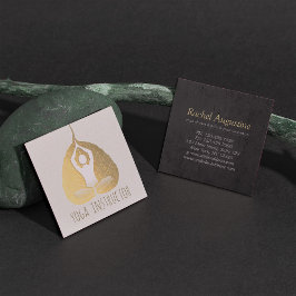 Yoga Instructor Studio Meditation Pose Bodhi Leaf Vierkante Visitekaartje