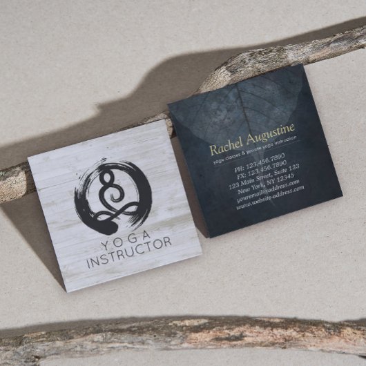 Yoga Instructor Studio Meditation Pose Bodhi Leaf Vierkante Visitekaartje