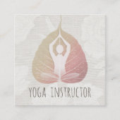 Yoga Instructor Studio Meditation Pose Bodhi Leaf Vierkante Visitekaartje (Voorkant)