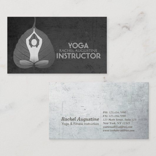 Yoga Instructor Studio Meditation Pose Bodhi Leaf Visitekaartje (Voorkant / Achterkant)