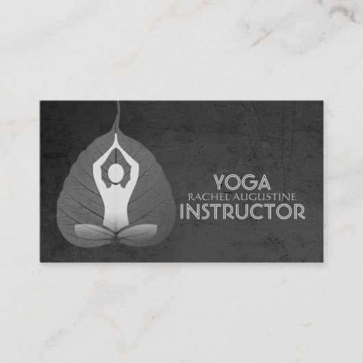 Yoga Instructor Studio Meditation Pose Bodhi Leaf Visitekaartje (Voorkant)