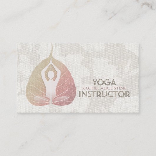 Yoga Instructor Studio Meditation Pose Bodhi Leaf Visitekaartje (Voorkant)
