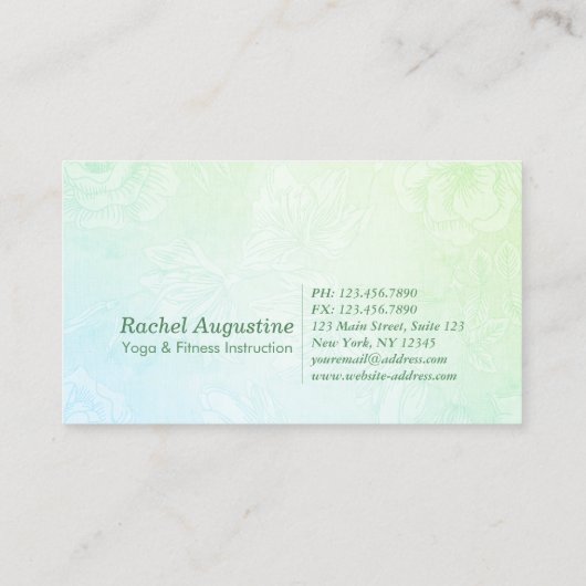 Yoga Instructor Studio Meditation Pose Bodhi Leaf Visitekaartje (Achterkant)