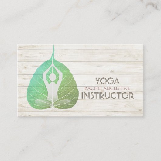 Yoga Instructor Studio Meditation Pose Bodhi Leaf Visitekaartje (Voorkant)