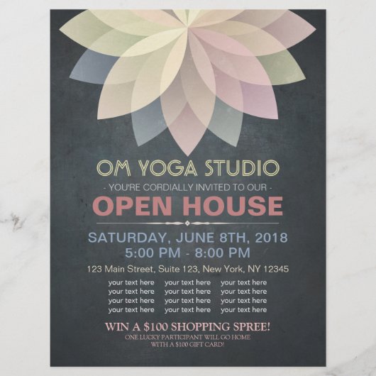 YOGA Instructor Studio Open House Lotus Mandala Flyer (Voorkant)