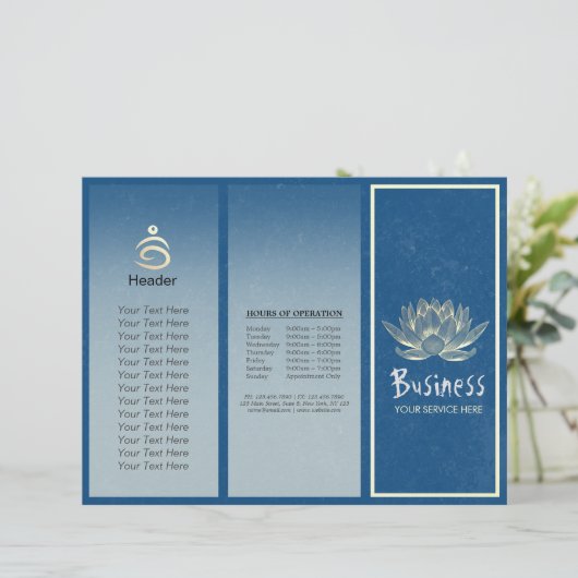 Yoga Instructor Studio Tri-Fold Brochure Lotus (Staand voorkant)