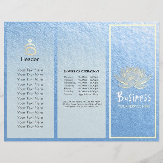 Yoga Instructor Studio Tri-Fold Brochure Lotus (Voorkant)