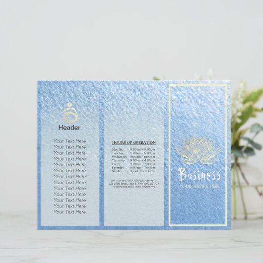 Yoga Instructor Studio Tri-Fold Brochure Lotus (Staand voorkant)