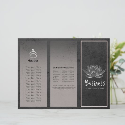 Yoga Instructor Studio Tri-Fold Brochure Lotus (Staand voorkant)