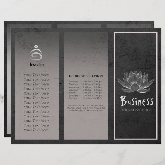 Yoga Instructor Studio Tri-Fold Brochure Lotus (Voorkant / Achterkant)