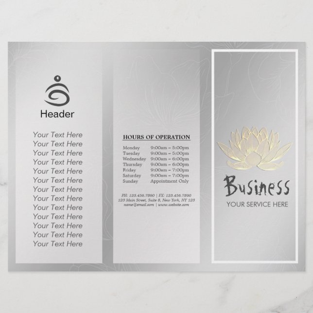 Yoga Instructor Studio Tri-Fold Brochure Lotus (Voorkant)