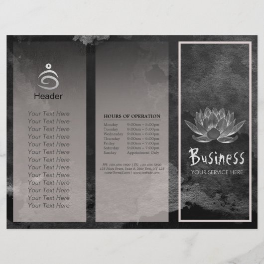 Yoga Instructor Studio Tri-Fold Brochure Lotus (Voorkant)
