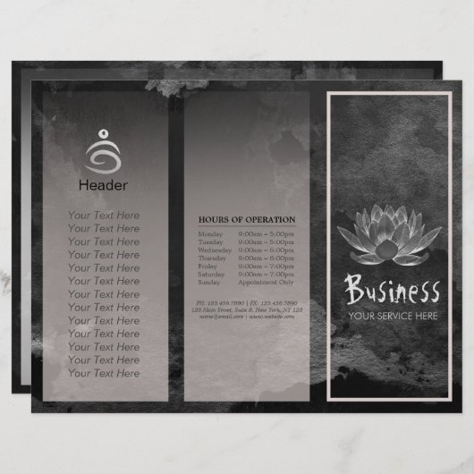 Yoga Instructor Studio Tri-Fold Brochure Lotus (Voorkant / Achterkant)