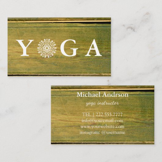 Yoga Instructor  Style Wodden Visitekaartje (Voorkant / Achterkant)