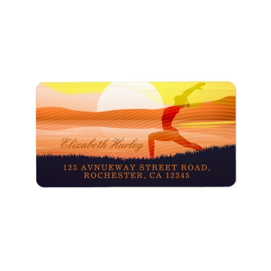 Yoga Instructor Sun Salutation Crescent Moon Pose Etiket (Voorkant)