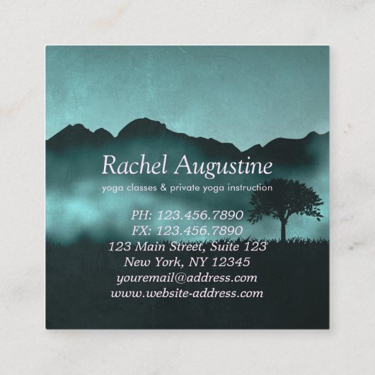 Yoga Instructor Sun Salutation Crescent Moon Pose Vierkante Visitekaartje (Achterkant)