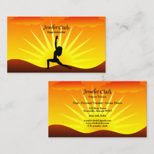 Yoga Instructor Sunset Yoga Pose Silhouette Visitekaartje