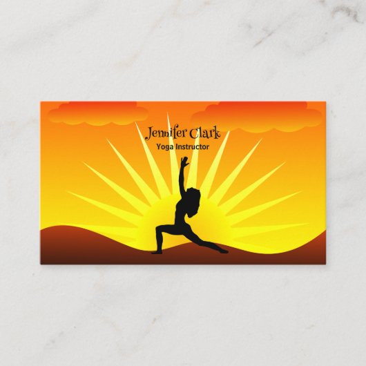 Yoga Instructor Sunset Yoga Pose Silhouette Visitekaartje (Voorkant)