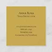 *~* Yoga Instructor Teacher Black Gold Modern Vierkante Visitekaartje (Achterkant)