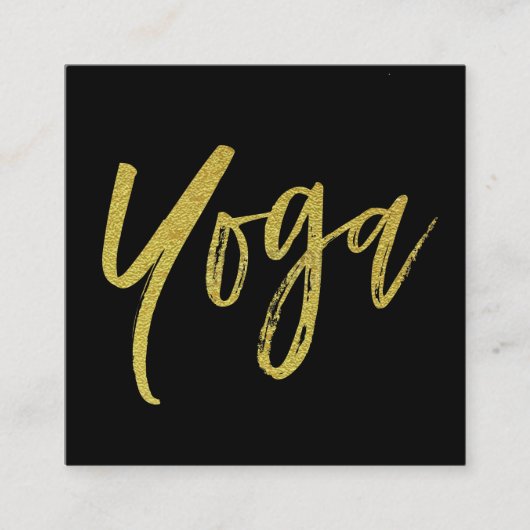 *~* Yoga Instructor Teacher Black Gold Modern Vierkante Visitekaartje (Voorkant)