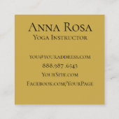 *~* Yoga Instructor Teacher Black Gold Modern Vierkante Visitekaartje (Achterkant)