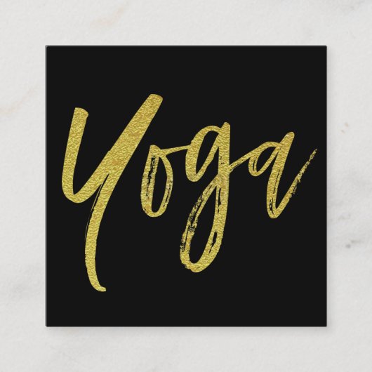 *~* Yoga Instructor Teacher Black Gold Modern Vierkante Visitekaartje (Voorkant)
