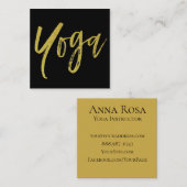 *~* Yoga Instructor Teacher Black Gold Modern Vierkante Visitekaartje (Voorkant / Achterkant)