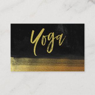 *~* Yoga Instructor Teacher Black Gold Modern Visitekaartje