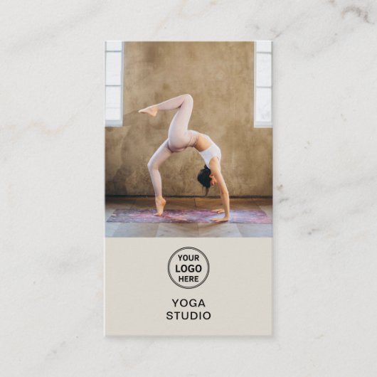 Yoga Instructor Teacher Custom Logo Photo QR Visitekaartje (Voorkant)