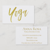 ** Yoga Instructor Teacher Gold White Modern Visitekaartje (Voorkant / Achterkant)