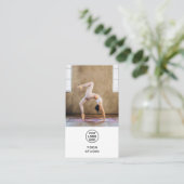 Yoga Instructor Teacher Logo Photo QR White Visitekaartje (Staand voorkant)