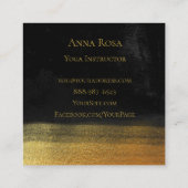 *~* Yoga Instructor Teacher Modern Black Gold Vierkante Visitekaartje (Achterkant)