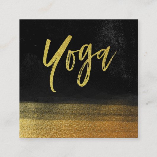 *~* Yoga Instructor Teacher Modern Black Gold Vierkante Visitekaartje (Voorkant)