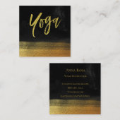 *~* Yoga Instructor Teacher Modern Black Gold Vierkante Visitekaartje (Voorkant / Achterkant)