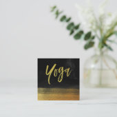 *~* Yoga Instructor Teacher Modern Black Gold Vierkante Visitekaartje (Staand voorkant)