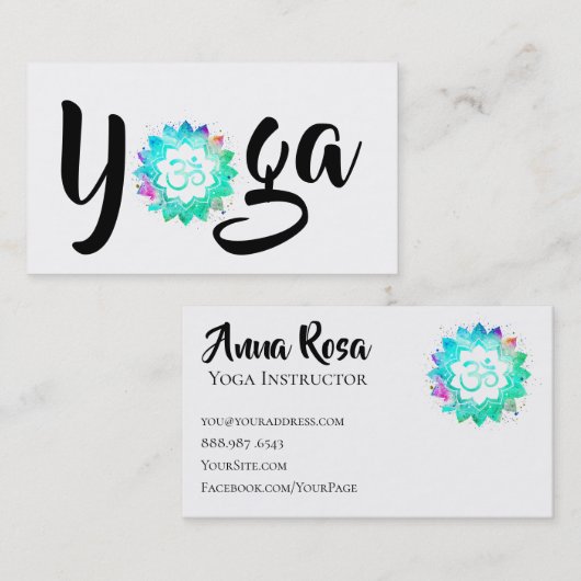 *~* Yoga Instructor Teacher OM Aum Lotus Mandala Visitekaartje (Voorkant / Achterkant)