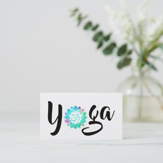 *~* Yoga Instructor Teacher OM Aum Lotus Mandala Visitekaartje (Staand voorkant)
