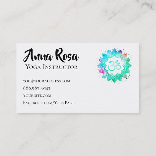 *~* Yoga Instructor Teacher OM Aum Lotus Mandala Visitekaartje (Achterkant)